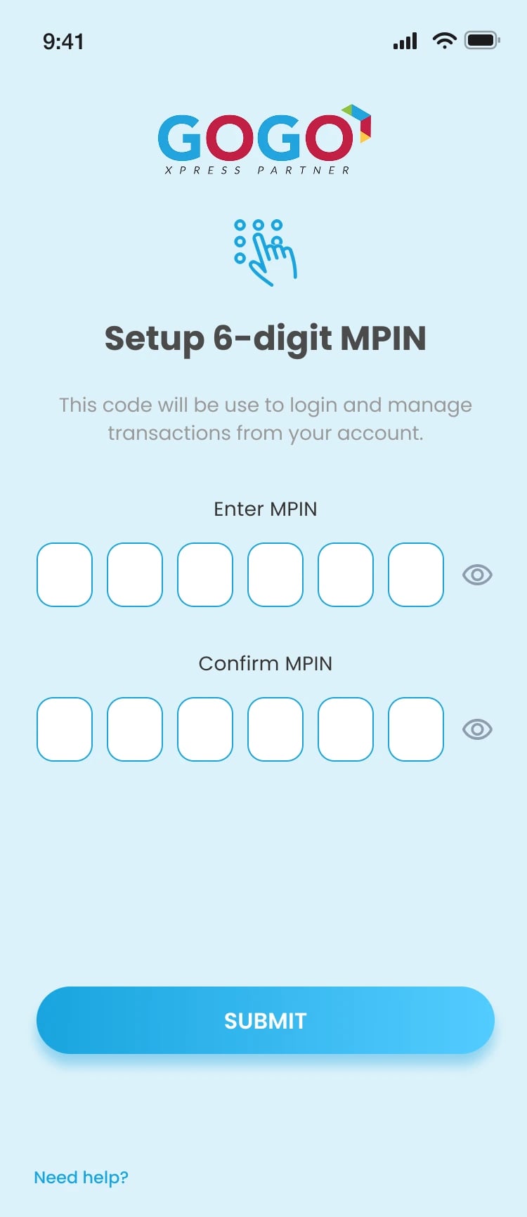 Setting up a 6-digit MPIN on first login