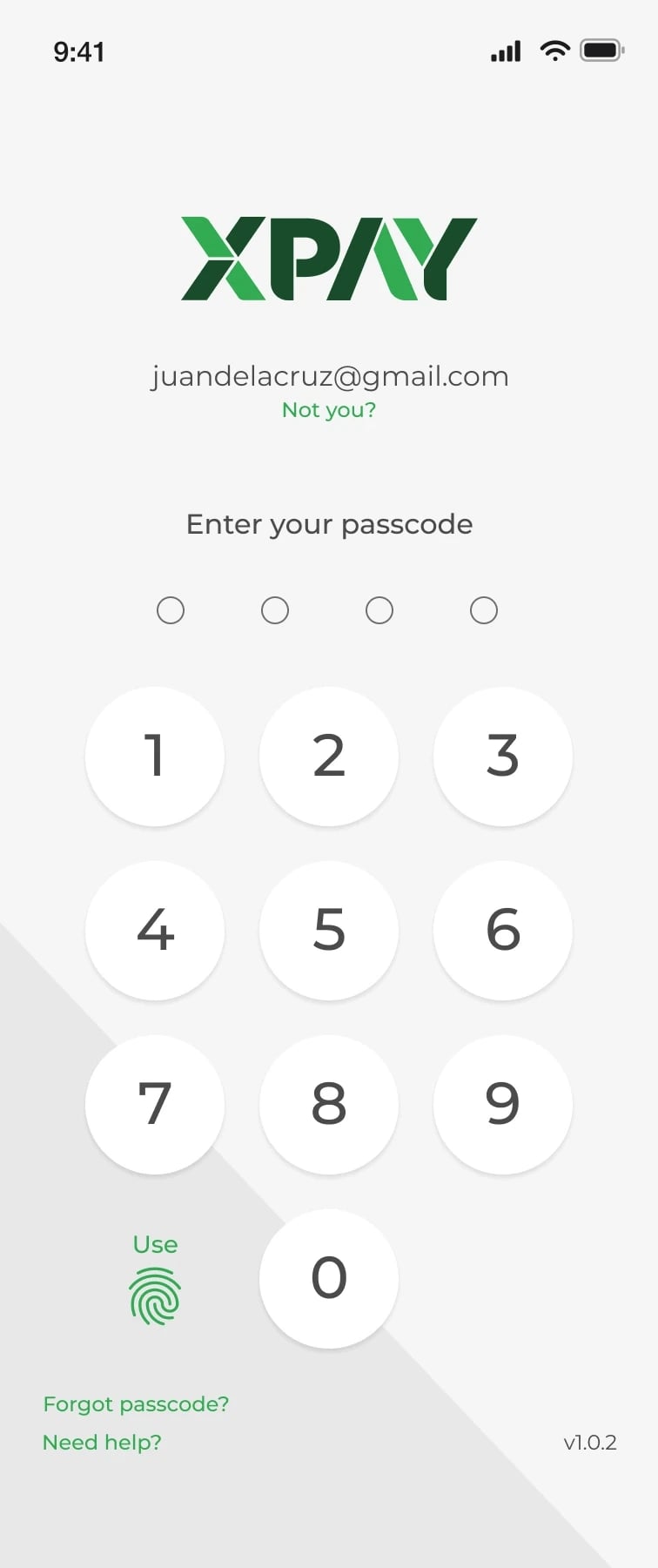 Signing in with a 4-digit passcode, or a fingerprint
